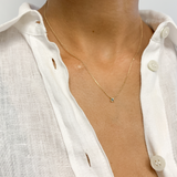 Genuine Blue Diamond Necklace – 14k Solid Gold Necklace – Real Gold Blue Diamond Dainty Necklace