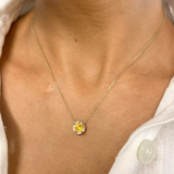 Certified Yellow Sapphire Necklace – Solid 18k Gold – Flower Sapphire Necklace
