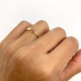 Genuine Red Ruby Ring - Solid 14k Gold Open Ring - Dainty Heart Ruby Ring