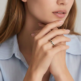 Genuine Onyx Ring - Black Half Eternity Band - July & August Birthstone Ring