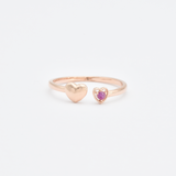 Genuine Ruby Ring - Real 14k Rose Gold Ring - Gold Heart Ring