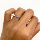 Certified Natural Sapphire Ring - Solid 14k Rose Gold Open Ring - Genuine Sapphire Heart Ring