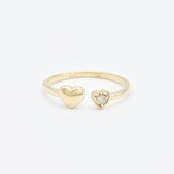 Certified Diamond Heart Ring - Real 14k Gold Diamond Ring - Dainty Heart Ring