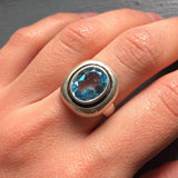 Blue Topaz Ring - Blue Statement Ring - Chunky Bezel Ring