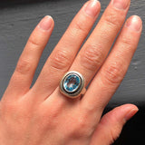 Blue Topaz Ring - Blue Statement Ring - Chunky Bezel Ring