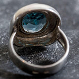 Blue Topaz Ring - Blue Statement Ring - Chunky Bezel Ring