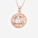 Gold Om Pendant - Religious Gold Necklace, Round Om Pendant