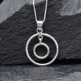 Double Circle Rose Gold Pendant - Concentric Circles Necklace, Pink Circle Pendant
