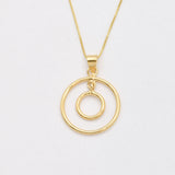 Double Circle Rose Gold Pendant - Concentric Circles Necklace, Pink Circle Pendant