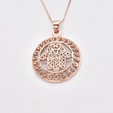 Hamsa Hand Necklace - Gold Symbolic Pendant, Circle Hamsa Necklace