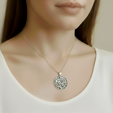 Shema Israel Pendant - Stylish Round Silver Necklace in 925 Sterling Silver, ideal for special celebrations and everyday chic.