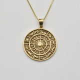 Zodiac Wheel Necklace- Silver Zodiac Pendant - Silver Statement Necklace