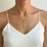 Beautifully crafted Gold Ankh Pendant in 18k Gold Vermeil, a timeless piece for casual outfits and heartfelt gifts.