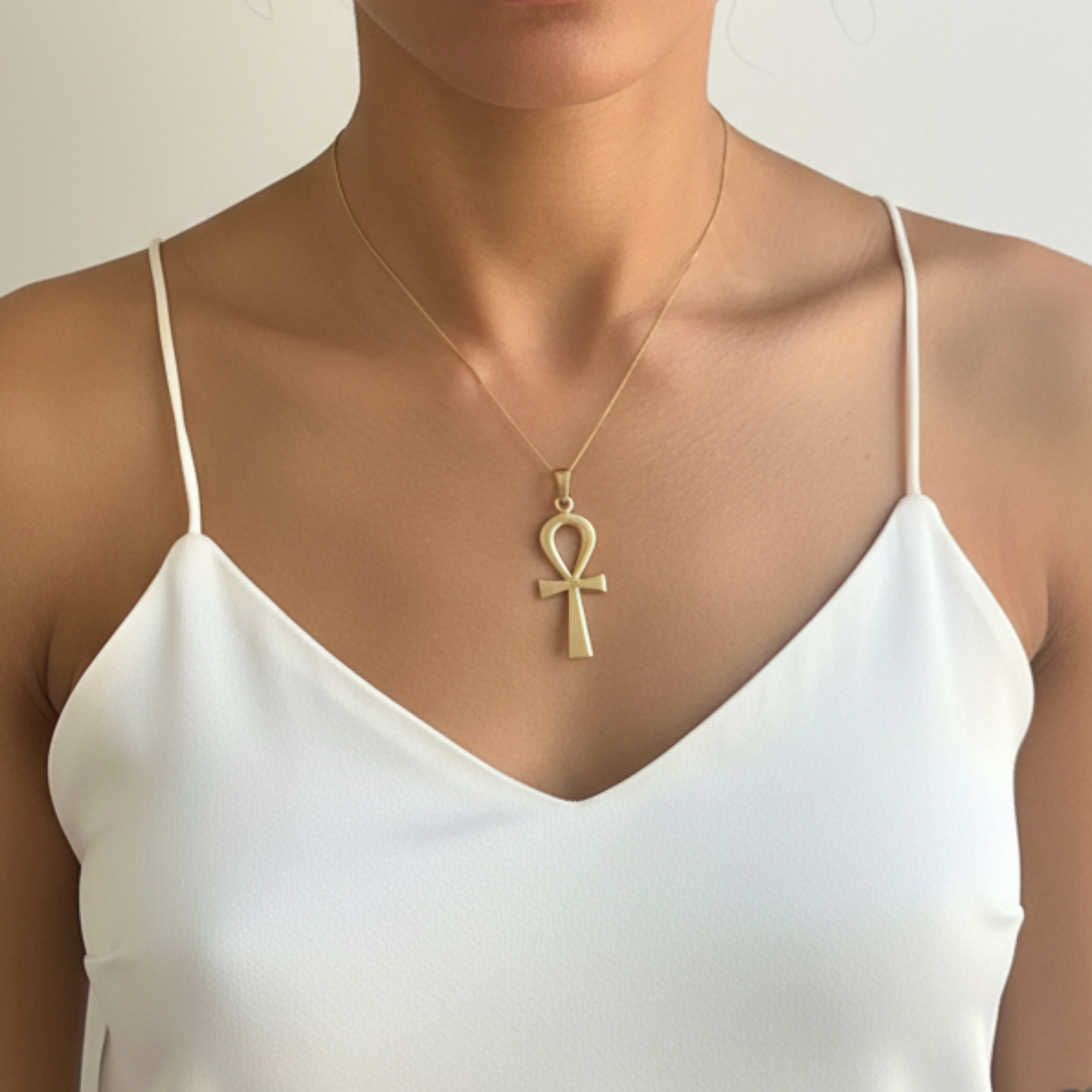Beautifully crafted Gold Ankh Pendant in 18k Gold Vermeil, a timeless piece for casual outfits and heartfelt gifts.