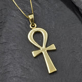 Charming Gold Ankh Pendant in 18k Gold Vermeil, an elegant accessory for daily use and cherished gift for loved ones.