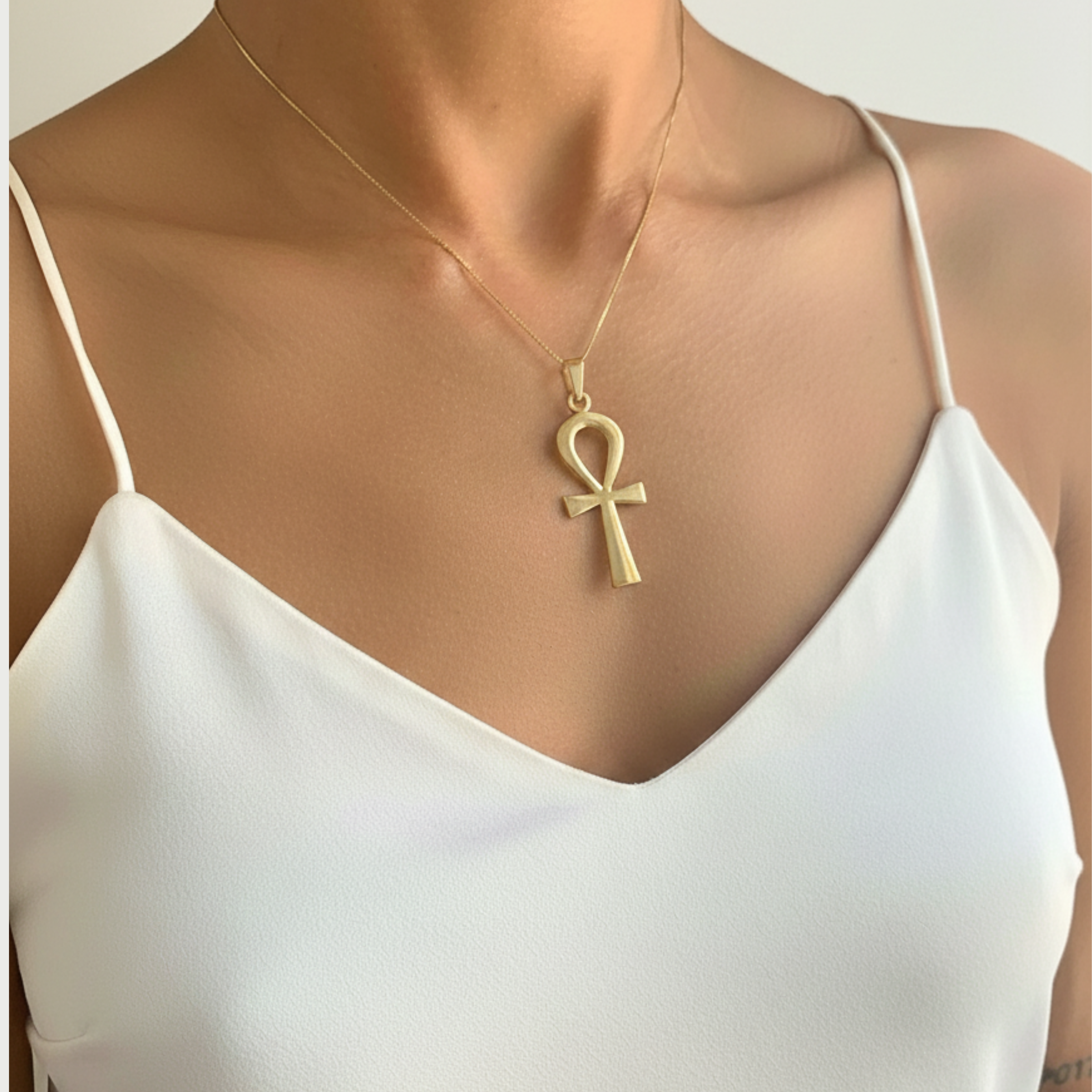 Elegant Ankh Pendant in 18k Gold Vermeil, perfect for daily wear and meaningful gifting for special moments.
