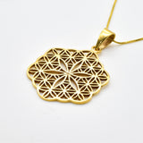 Flower of Life Pendant - Flower Mandala Pendant, Seed of Life Gold Necklace