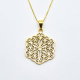 Flower of Life Pendant - Flower Mandala Pendant, Seed of Life Gold Necklace