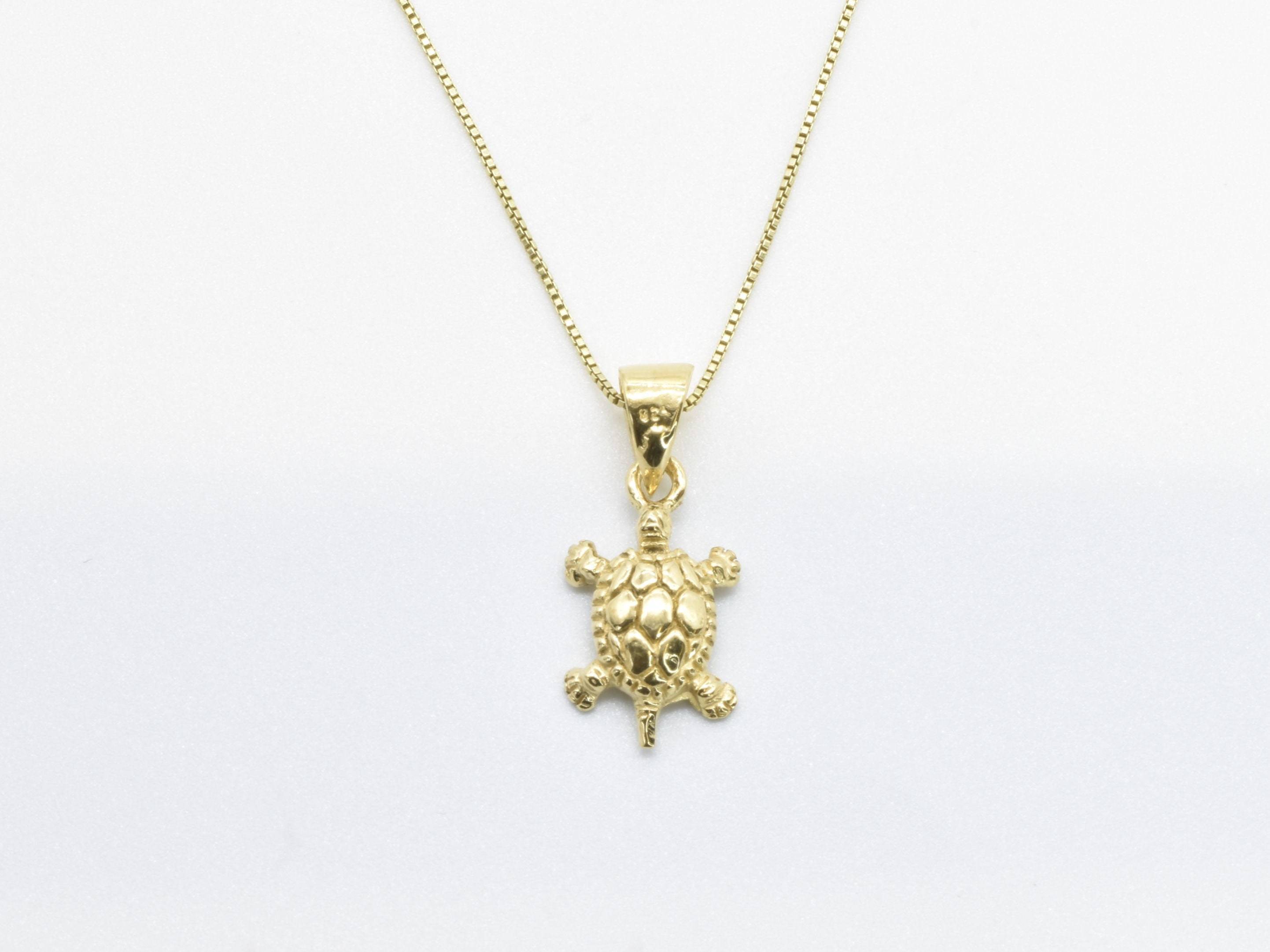 Gold Turtle Necklace- Animal Lover Gold Necklace, Small Turtle Necklace