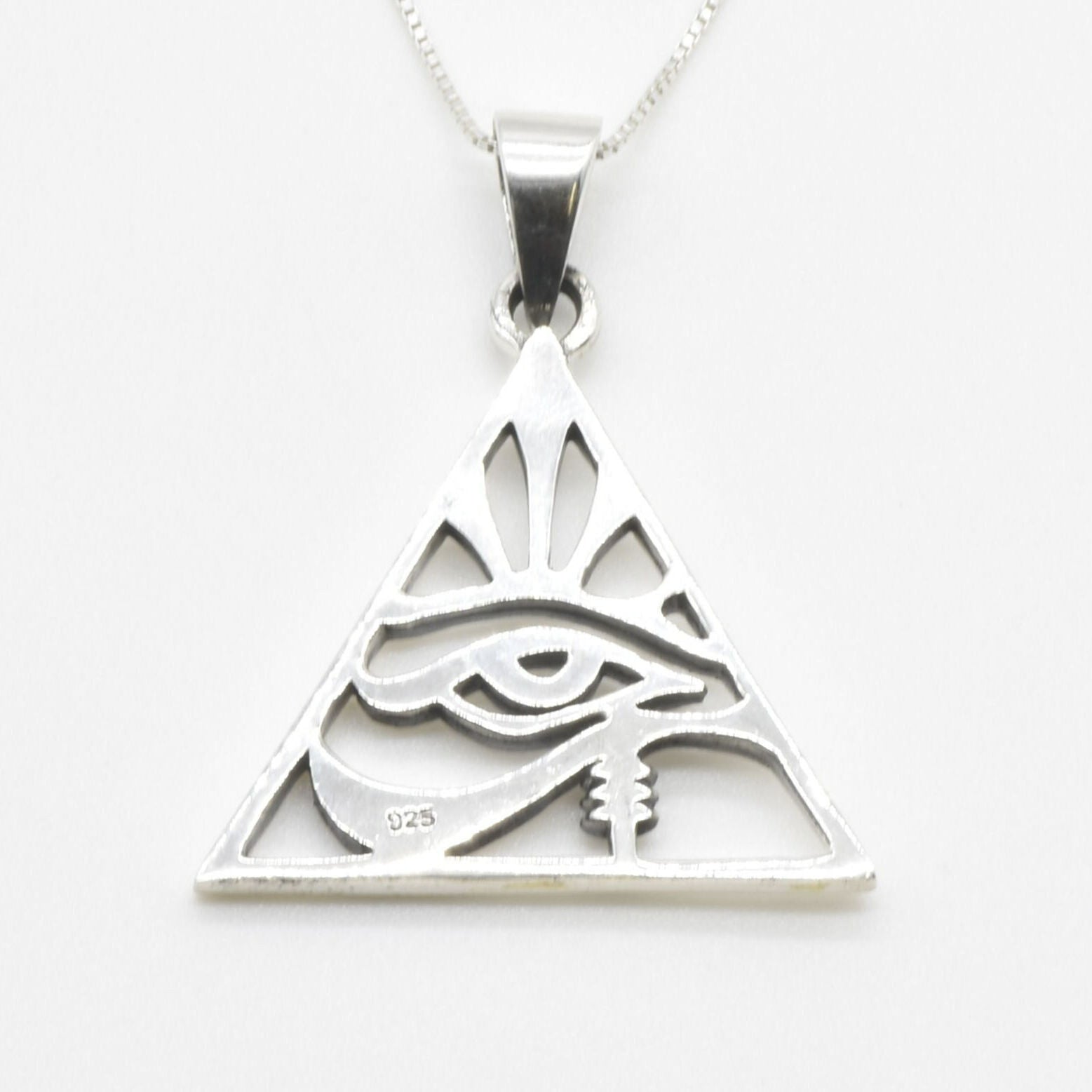 Pyramid Eye Pendant - Chic Silver Eye Necklace in 925 Sterling Silver, perfect for any occasion and meaningful gift giving.