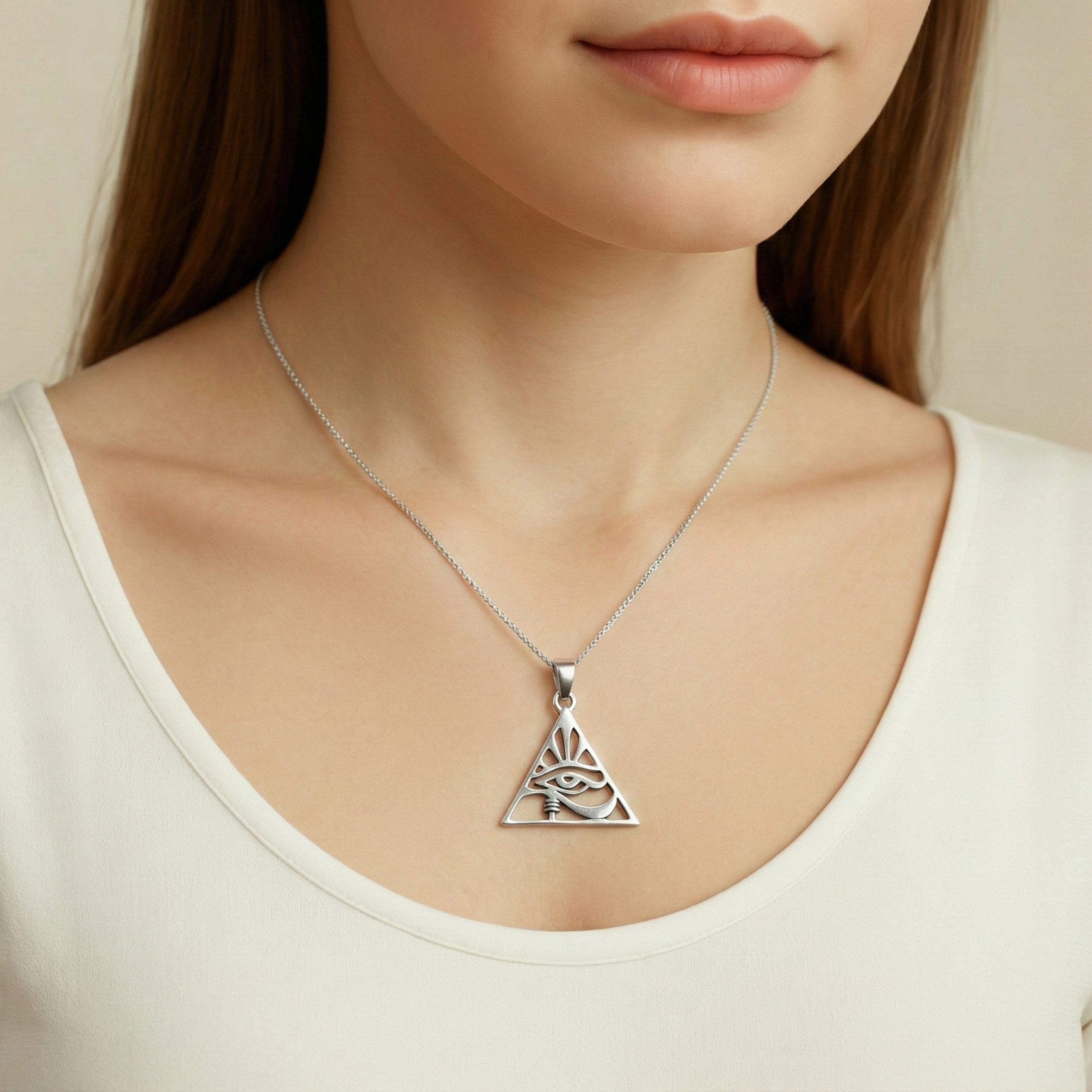 Pyramid Eye Pendant - Elegant Silver Eye Necklace in 925 Sterling Silver, perfect for daily wear and special gifts.