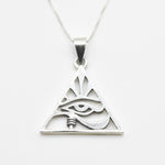 Pyramid Eye Pendant - Silver Eye Necklace - Egyptian Necklace made in 925 Sterling Silver. Ideal for everyday wear and perfect for birthday gifting and special occasions.
