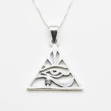 Pyramid Eye Pendant - Silver Eye Necklace - Egyptian Necklace made in 925 Sterling Silver. Ideal for everyday wear and perfect for birthday gifting and special occasions.