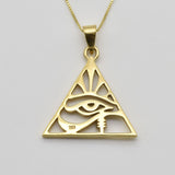 Gold Egyptian Eye Pendant - Unique pyramid eye design in 18k Gold Vermeil, a chic statement piece for everyday elegance.