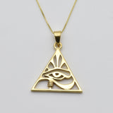 Pyramid Eye Pendant - Silver Eye Necklace - Silver Egyptian Necklace