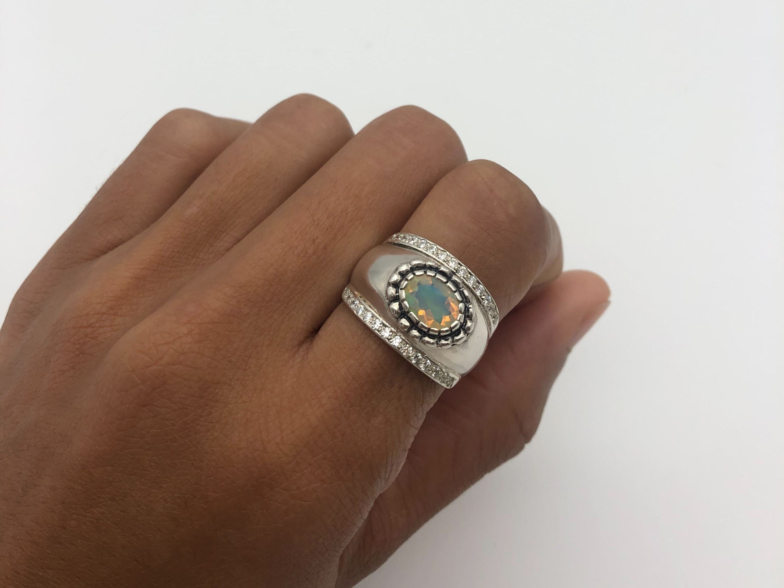 2497-R-nEOO-S: Sterling Silver 925 Ethiopain Opal