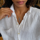 Ankh Cross Necklace- Antique Cross Necklace- Silver Ankh Pendant