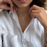 Ankh Cross Necklace- Antique Cross Necklace- Silver Ankh Pendant