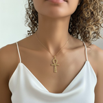 Gold Ankh Pendant with intricate details, crafted in 18k Gold Vermeil. A timeless piece for any occasion or gift-giving.