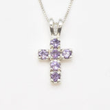 Purple Cross Pendant - Gold Amethyst Necklace - February Birthstone Necklace