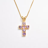 Amethyst Cross Pendant, Natural Amethyst Pendant, Purple Stone Cross Necklace