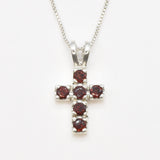 Garnet Cross Pendant - Gold Garnet Necklace - Small Cross Necklace