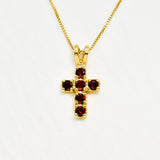 Garnet Cross Pendant - Natural Garnet Necklace - Small Cross Necklace