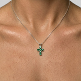 Elegant 925 Sterling Silver Emerald Pendant with Round Created Green Emerald, perfect for May birthdays and everyday wear.