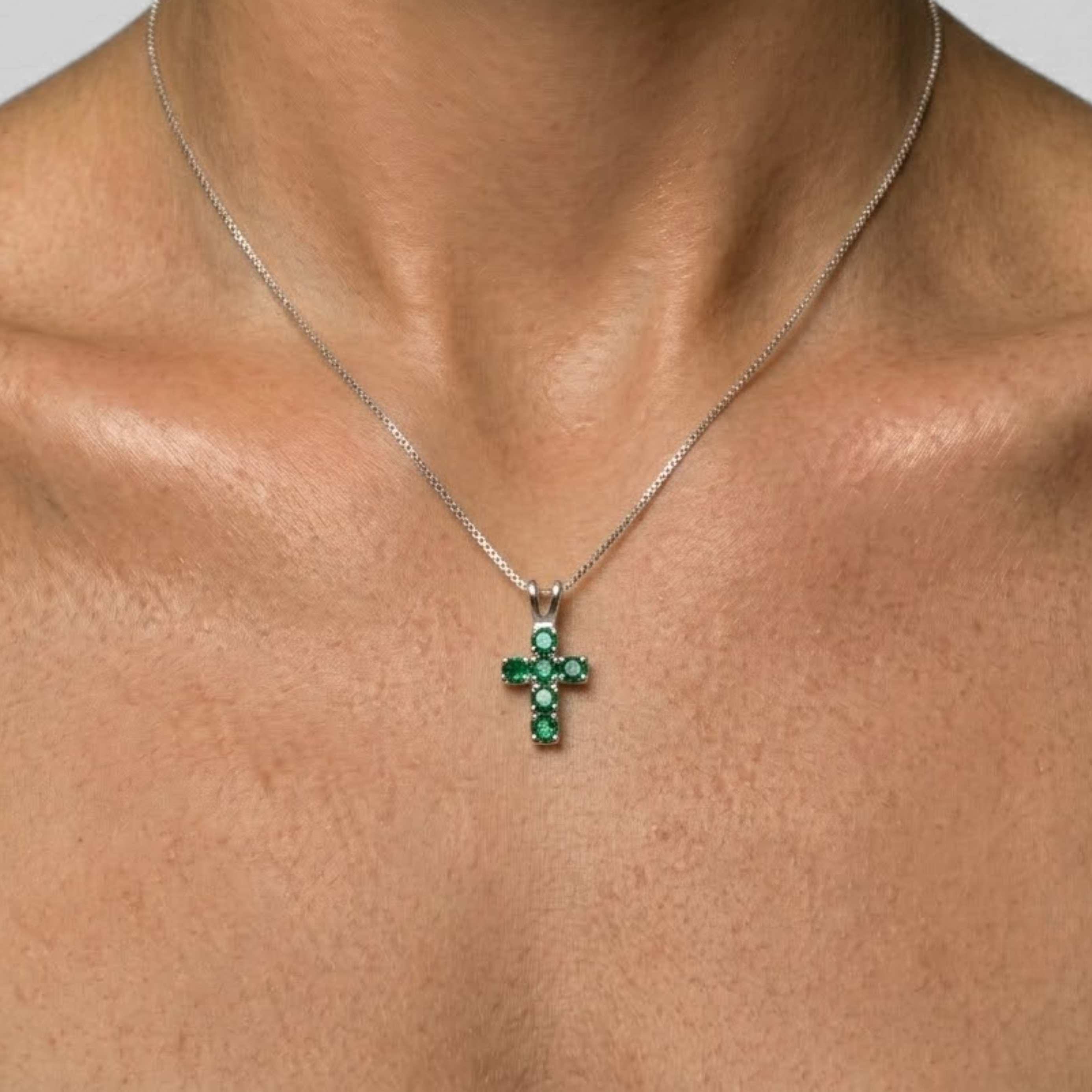 Elegant 925 Sterling Silver Emerald Pendant with Round Created Green Emerald, perfect for May birthdays and everyday wear.