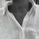 Beautiful 925 Sterling Silver Pendant featuring a Created Green Emerald, a meaningful gift for May birthdays and unique occasions.