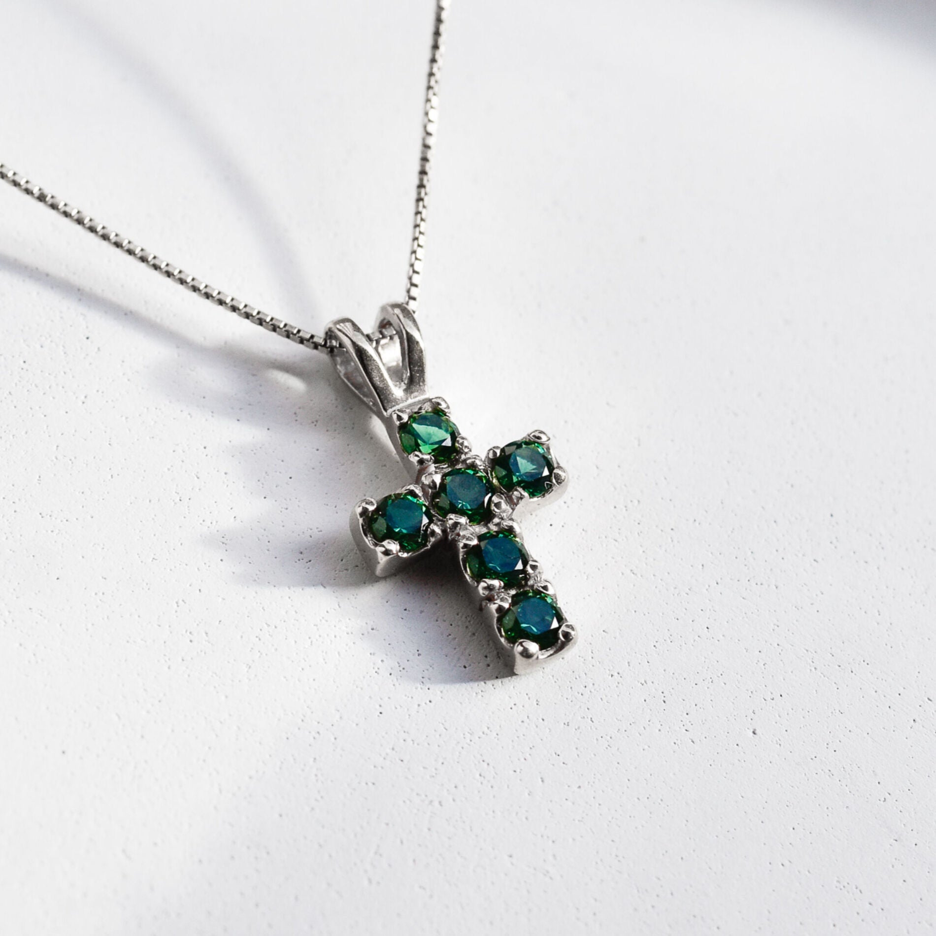 Stunning Created Emerald Pendant in 925 Sterling Silver, a beautiful May birthstone gift for special occasions and daily elegance.