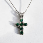 Created Emerald Pendant made in 925 Sterling Silver with Round Created Green Emerald in Prong setting, May Birthstone gift idea, symbolizes, ideal for everyday wear and perfect for birthday gifting and special occasions.