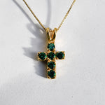 Created Emerald Pendant made in 18k Gold Vermeil with Round Created Green Emerald in Prong setting, May Birthstone gift idea, symbolizes, ideal for everyday wear and perfect for birthday gifting and special occasions.
