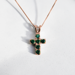 Created Emerald Pendant made in Rose Gold Vermeil with Round Created Green Emerald in Prong setting, May Birthstone gift idea, symbolizes, ideal for everyday wear and perfect for birthday gifting and special occasions.