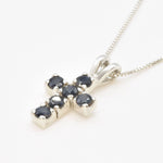 Stunning Sapphire Cross Pendant in 925 Sterling Silver - A beautiful necklace for birthdays and cherished occasions.