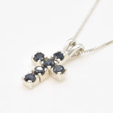 Stunning Sapphire Cross Pendant in 925 Sterling Silver - A beautiful necklace for birthdays and cherished occasions.