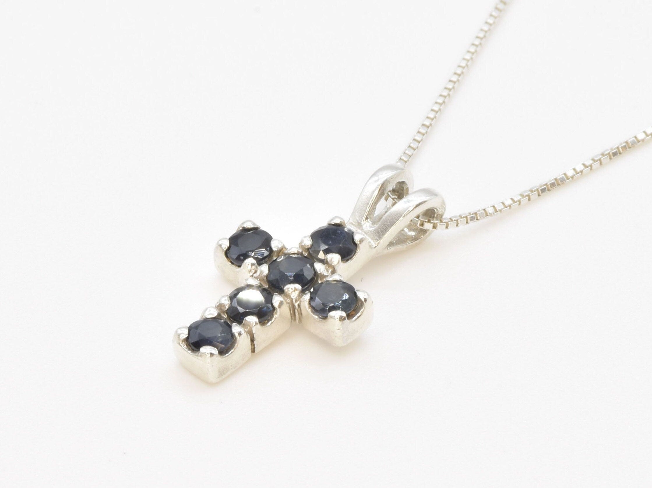 Stunning Sapphire Cross Pendant in 925 Sterling Silver - A beautiful necklace for birthdays and cherished occasions.
