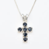 Sapphire Cross Pendant - Blue Cross Necklace - Natural Sapphire Necklace made in 925 Sterling Silver. Ideal for everyday wear and perfect for birthday gifting and special occasions.