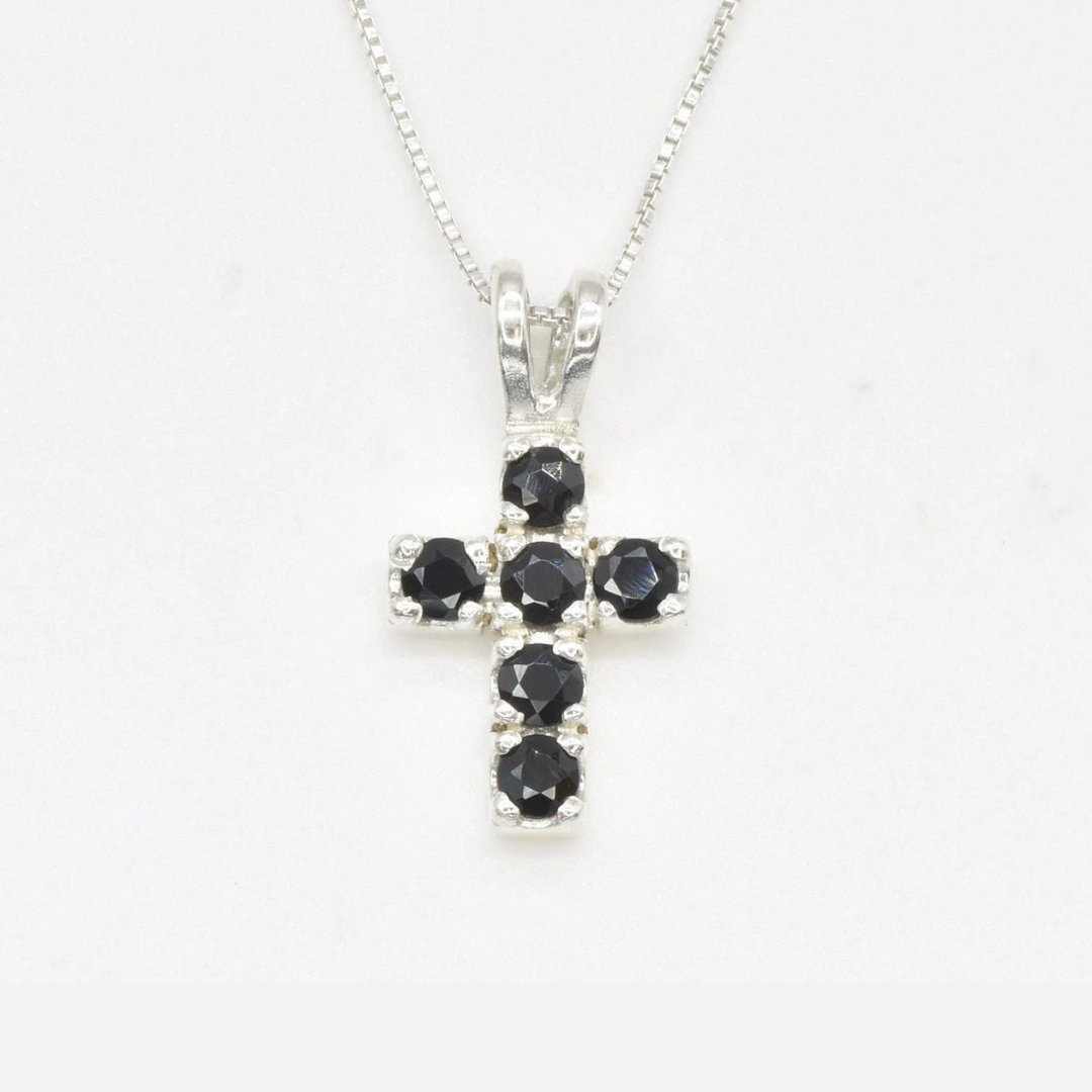 Onyx Cross Pendant - Silver Cross Necklace - Black Cross Necklace made in 925 Sterling Silver. Ideal for everyday wear and perfect for birthday gifting and special occasions.
