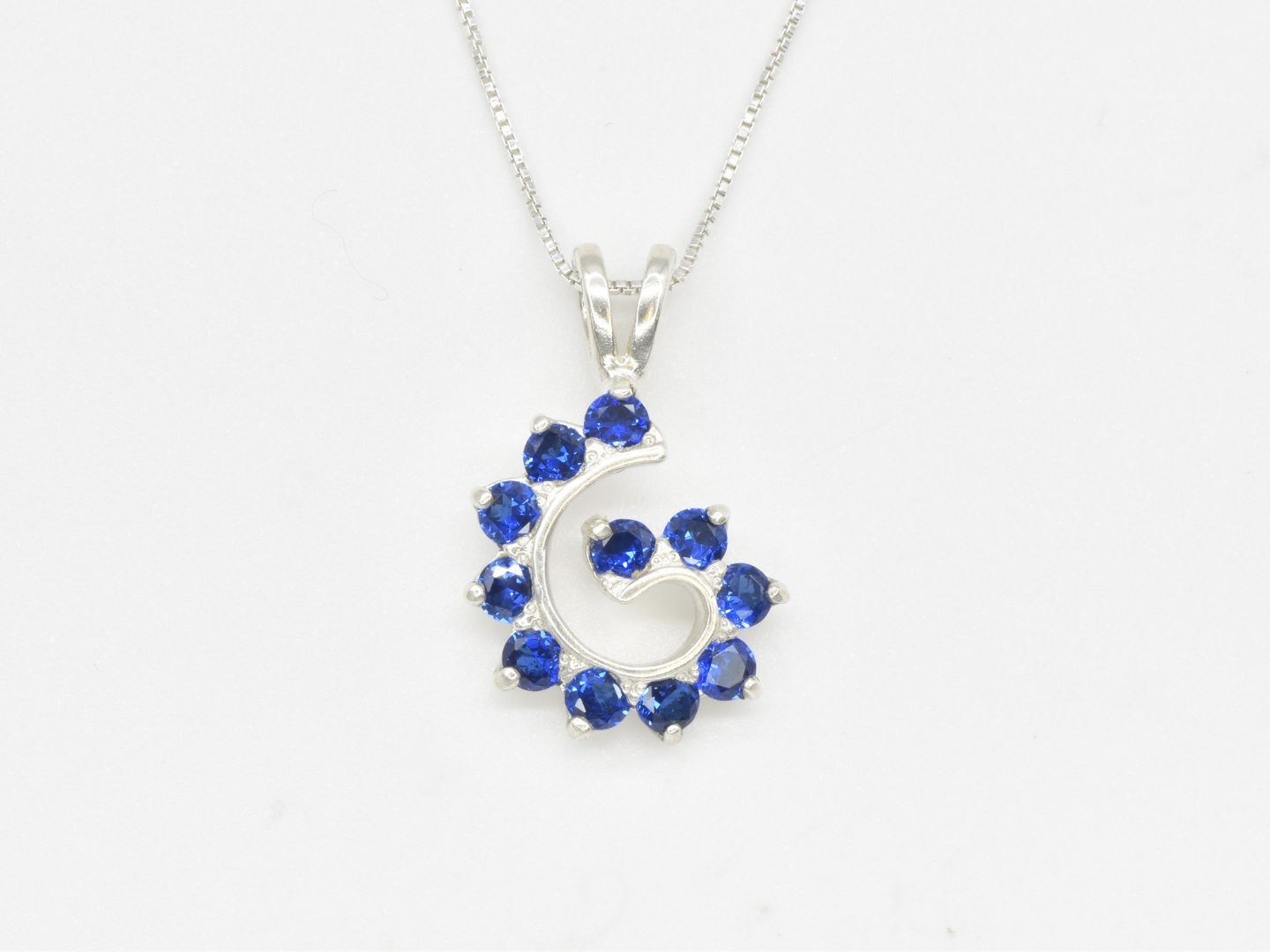 Created Sapphire Pendant made in 925 Sterling Silver with Round Created Blue Sapphire in Prong setting, September Birthstone gift idea, symbolizes sincerity, truth, and faithfulness, ideal for everyday wear and perfect for birthday gifting and special occasions.